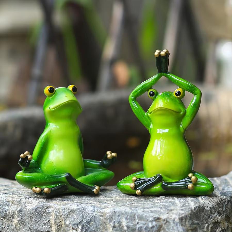 Zen Meditation Frog Statue - Handmade Resin Yoga Decor for Home & Garden, Micro Landscape Accessories Unique Gift with Serenity