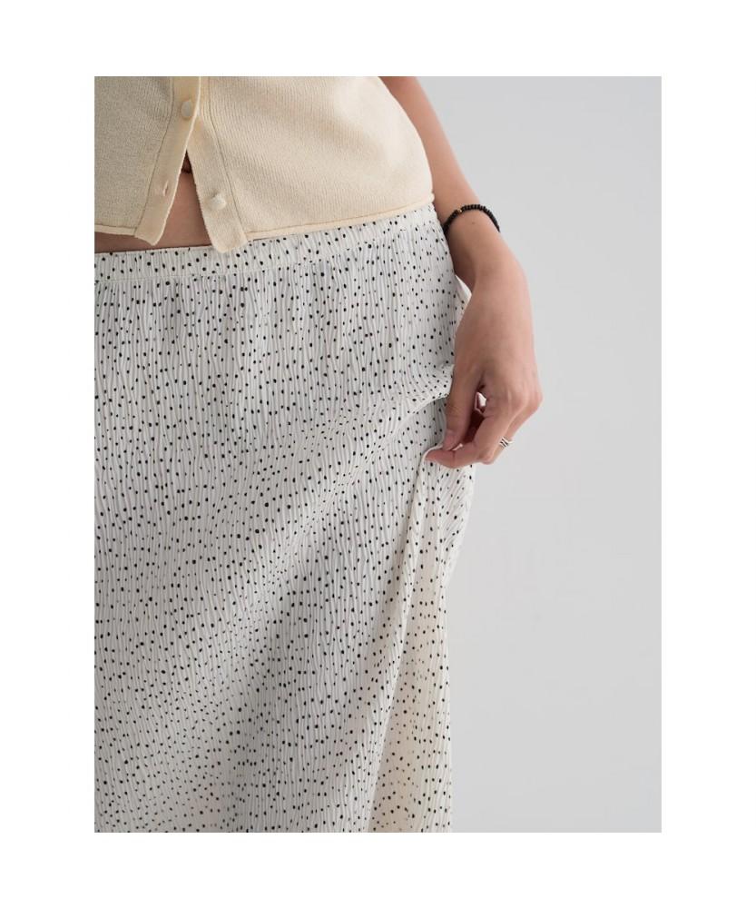 8SECONDS Pleated Dot Long Skirt White