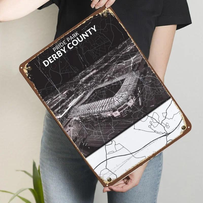 

Derby County FC Poster Map Metal Sign Decoration Bedroom Custom Tin Plaques for Wall Art Decoration Things for Room Design Retro 7.9x11.8In(20x30cm)