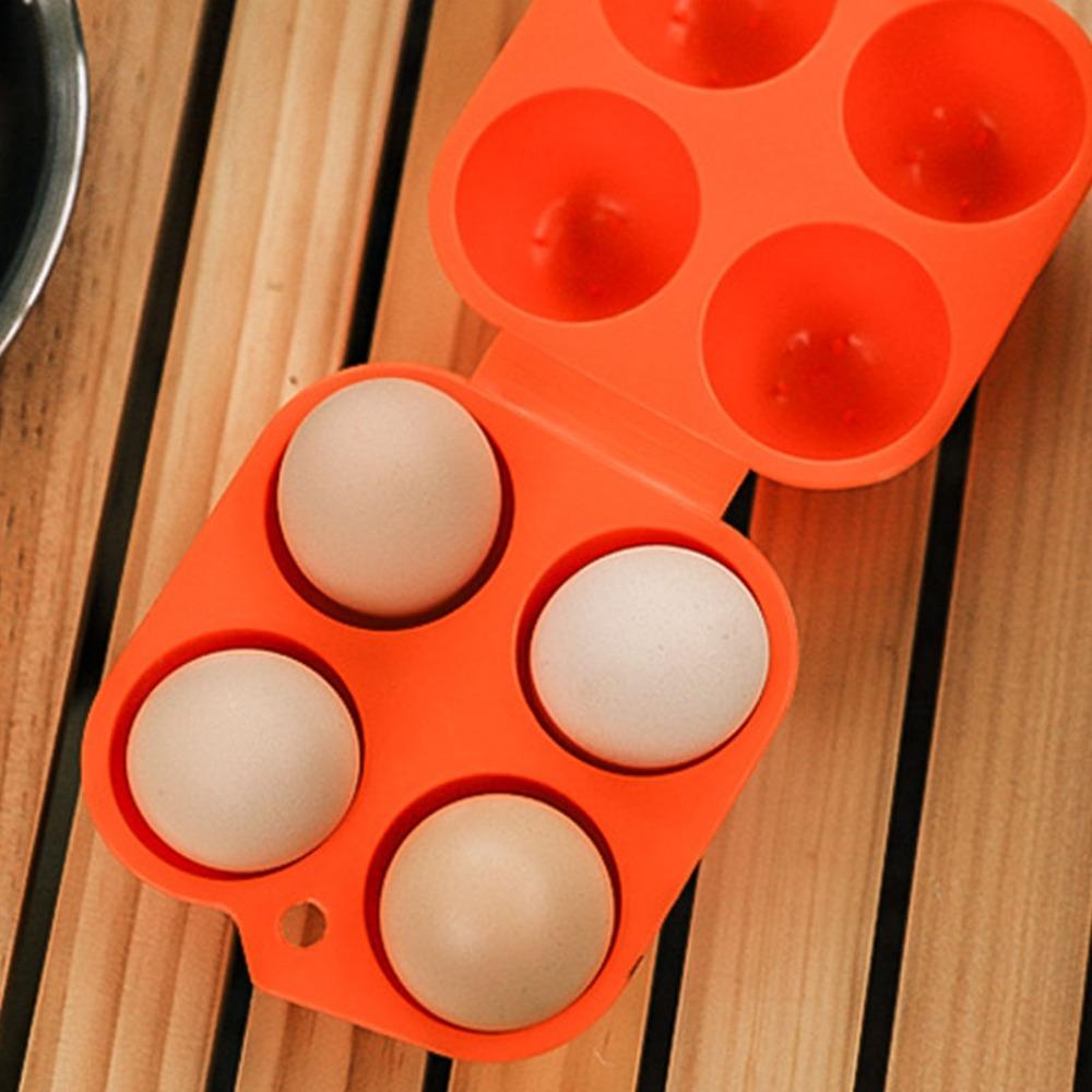 2 Pcs Durable PP Egg Cartons 4 Count Reusable Egg Carrier Square Anti Drop Egg Container Outdoor Camping