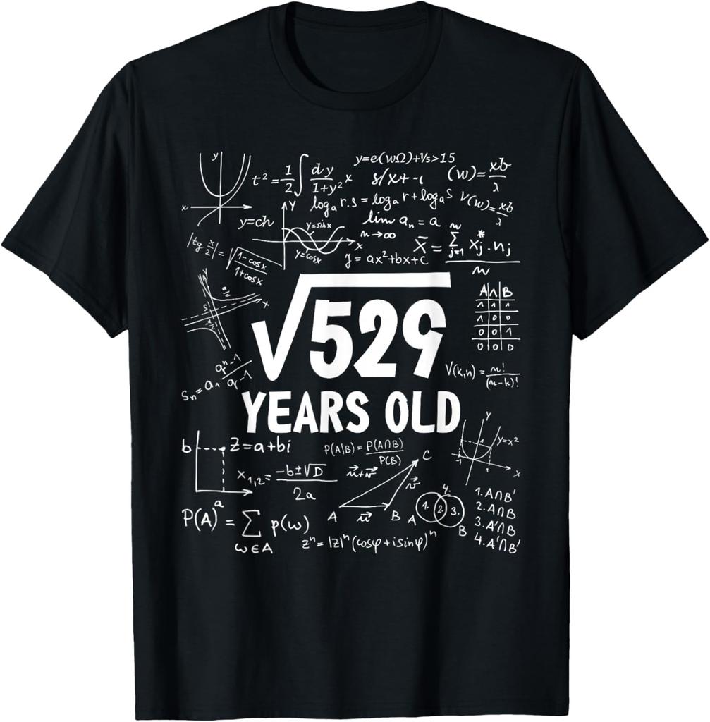 Square Root 529 Years Old Math Birthday Gift Funny Graphic Tee Men Casual Short Sleeve T-Shirt