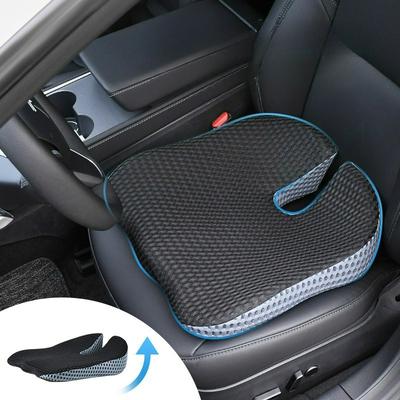 Memory Foam Car Wedge Seat Cushion for Driving, Height Booster & Posture Support, 4D Mesh Seat Pad with Adjustable Straps