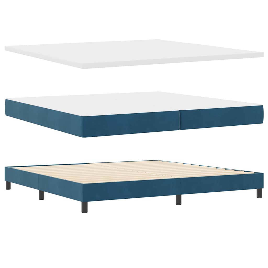 LED Box Spring Bed with Mattress Dark Blue 200 X 200 Cm Velvet