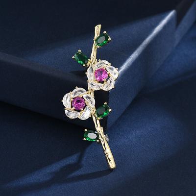 Spilla anti-luce, spilla, vestiti fissi, maglione, cappotto, piccoli fiori colorati, spilla squisita, leggermente intarsiata con zircone.