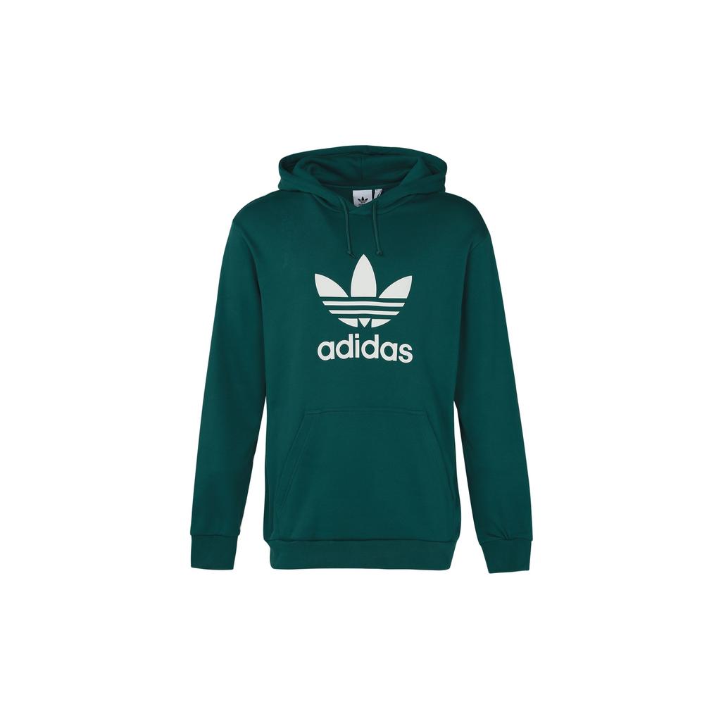 Adidas Originals Trefoil Hoodie With Drawstring And Letter Print Men Hoodie Green EJ9681