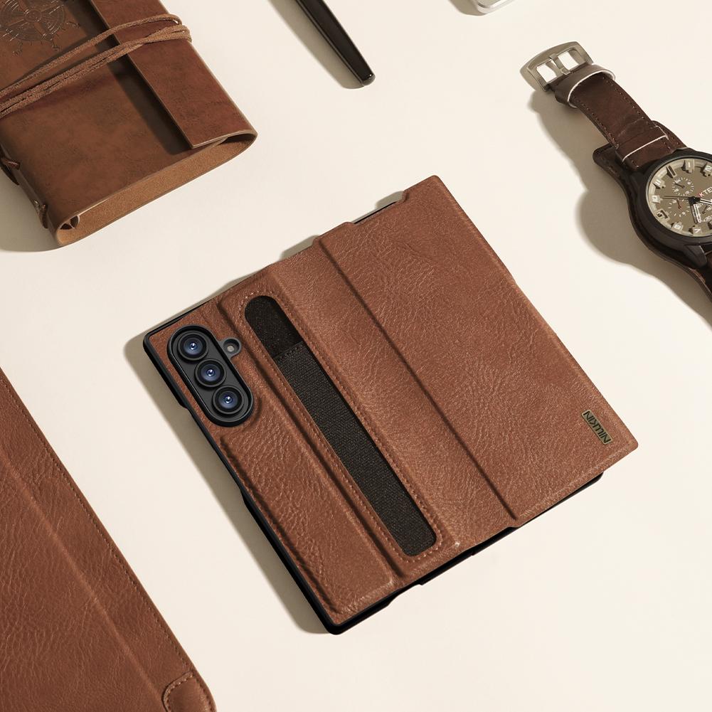 Nillkin For Samsung Galaxy Z Fold 7 5G Case Aoge Luxury Flip Leather with Pen Slot Kickstand Full Cover Protect Business Cases