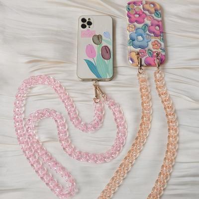 İlkbahar Yaz Yeni Telefon Aksesuarı Çıkarılabilir Askı Şeffaf Çapraz Askı Uzun Telefon Kılıfı Zincirleri Akrilik Boyun Telefon Zinciri