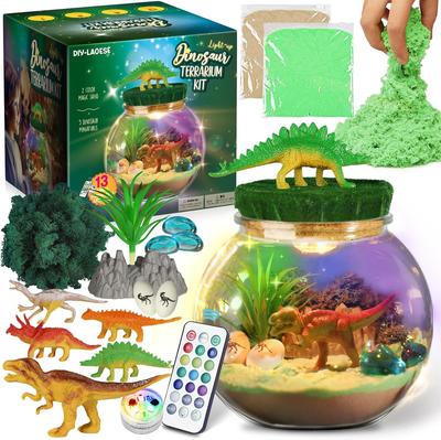 Dinosaur Terrarium Set, Birthday Gift for Boys Aged 4, 5, 6, 7, 8-12 Years, Dinosaur Toy Night Light Craft Kit, Christmas and Easter Gift for Kids