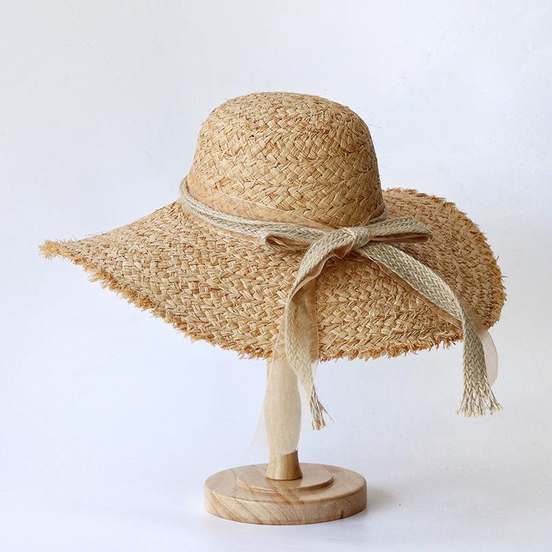 Lafite Straw Hat Women'S Rough Edge Hat, Summer Literary Sun Hat, Long-Term Stock, Fresh And Sweet Big Brim