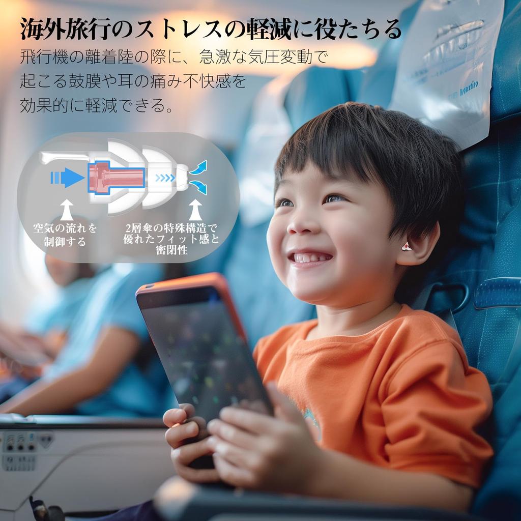 Ohrstöpsel fürs Flugzeug Quietide Ohrstöpsel für Kinder bis 12 Jahre Luftdruckregulierung Schützt vor Hörverlust Verbessert Handyhülle Riemen Japanisch