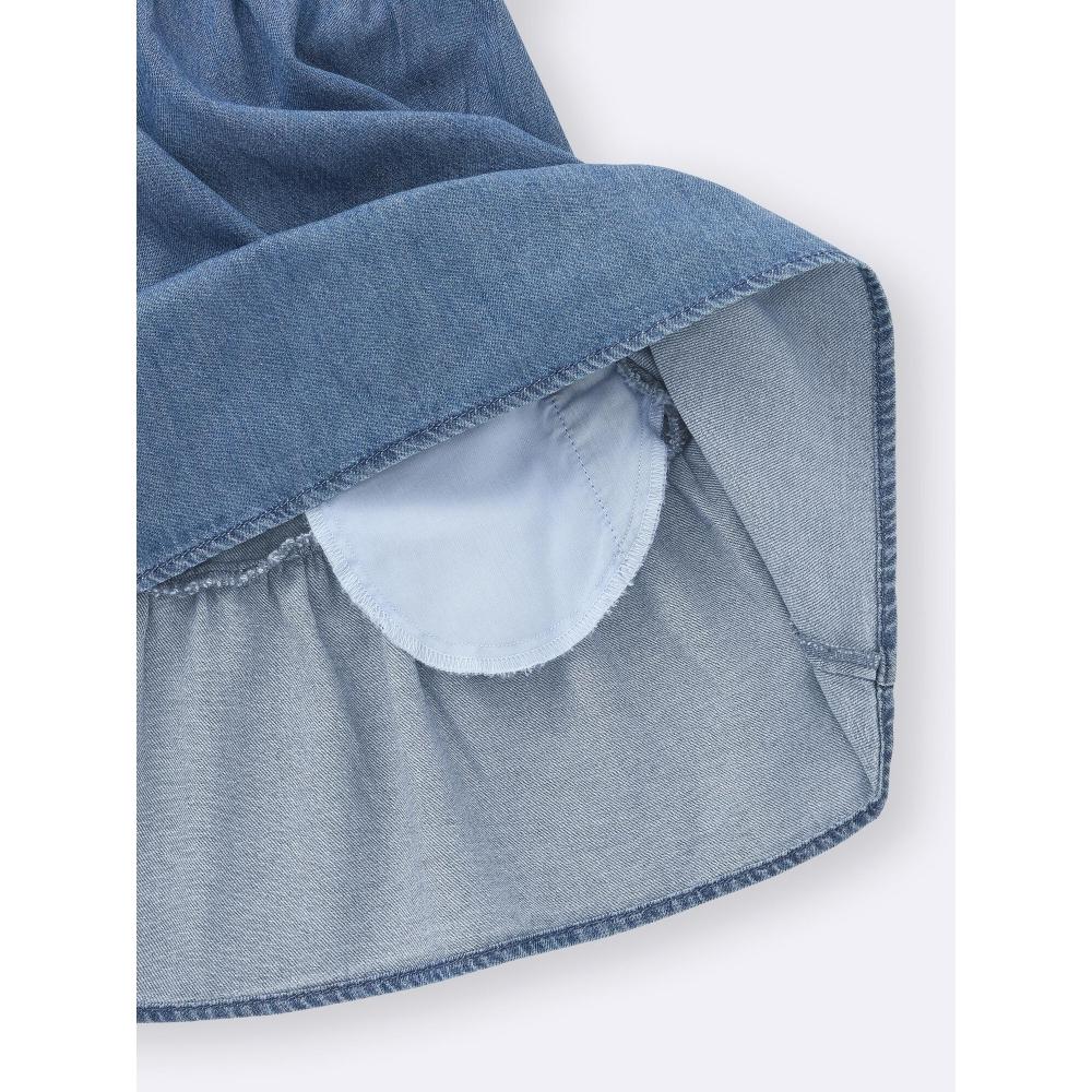 Gu By Uniqlo Girls Denim Off Shoulder Dress