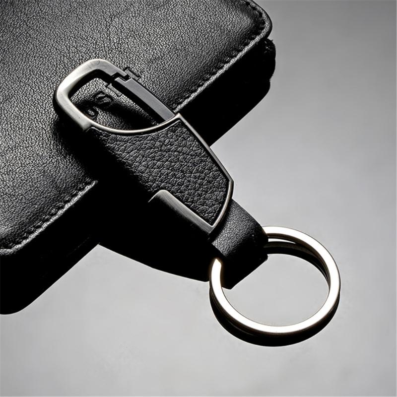 Handmade PU Leather Car Keychain with Metal Ring For Men Stylish Motorcycle Accessories Automotive Enthusiast Gift