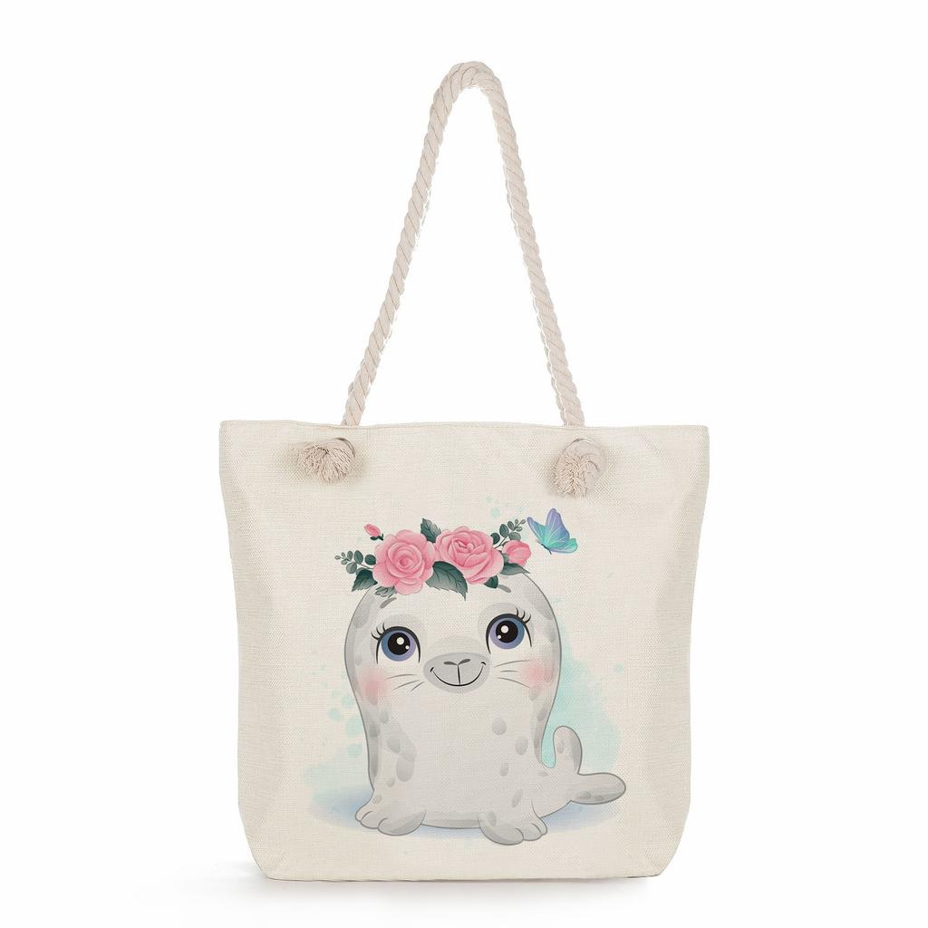 Multifunctional Cute animals Printed Thick Rope Shoulder Beach Bag 7586 KTB