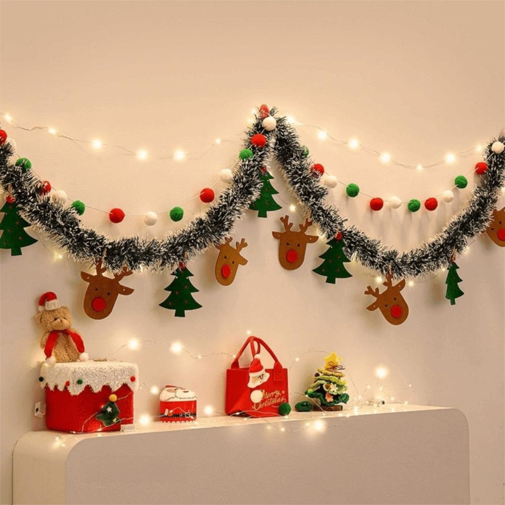 Merry Christmas DIY Christmas Banner LED String Light Hanging Pendant Hanging Bunting Xmas Felt Flag Shopping Mall Decor