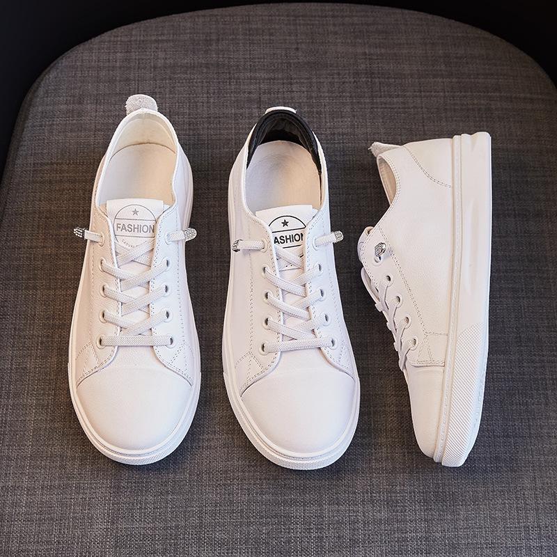 Women's 2025 Summer Casual Versatile Genuine Leather White Flats