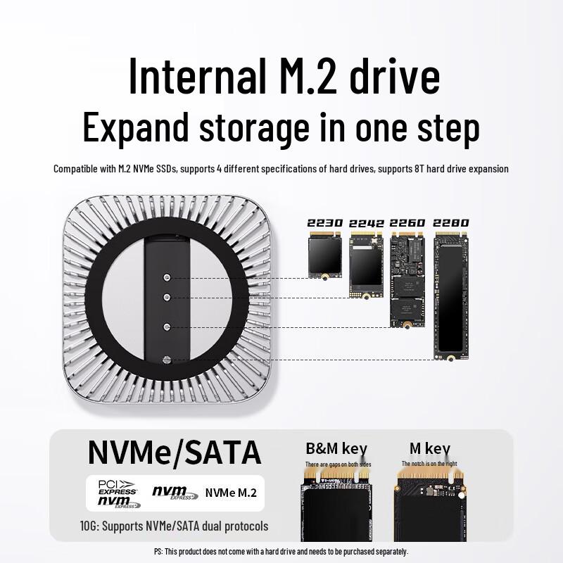MOVE SPEED Hub di Espansione USB-C per Mac Mini con Alloggiamento SSD e Base di Raffreddamento