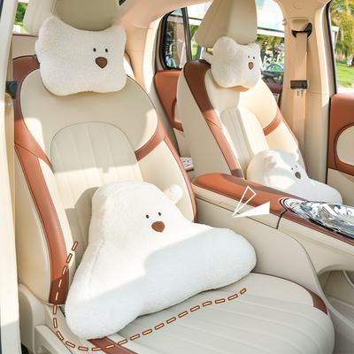 Cartoon Headrest Waist Rest Cute Four Seasons Universal Car Seat Pillow Creative Bear Car Neck Pillow Female