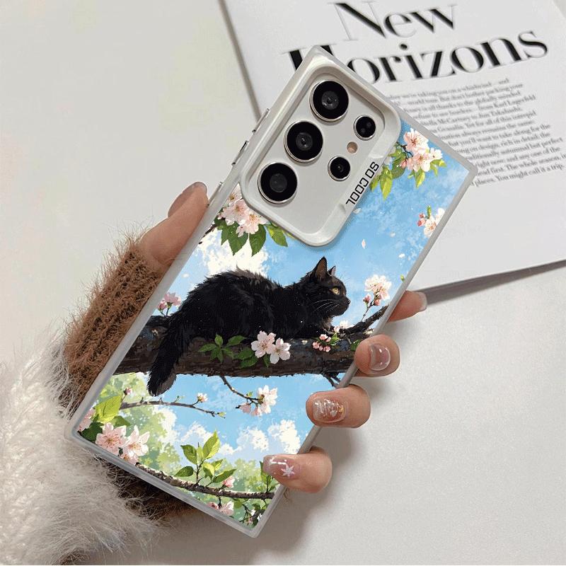 

Black Cat Aesthetic Pattern Soft Phone Case for Samsung Galaxy S24 S25 FE S26 Edge S23 Ultra S22 Plus S21 + Shockproof Cover Bac Samsung S22 Ultra