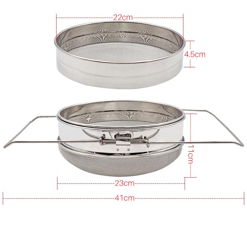 Stainless Steel Honey Filter Double Layer Filter Strainer Machine Tool Extractor Honey Sieve Filtration Beekeeping Tools
