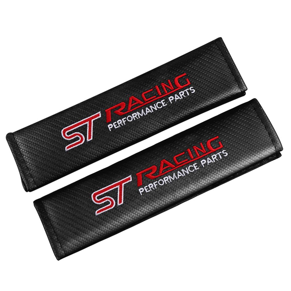 1/2PCS Carbon fiber Car Seat Belt Shoulders Pads Covers For Ford Mondeo Explorer edge Focus fiesta Kuga Shelby Mustang ST Racing