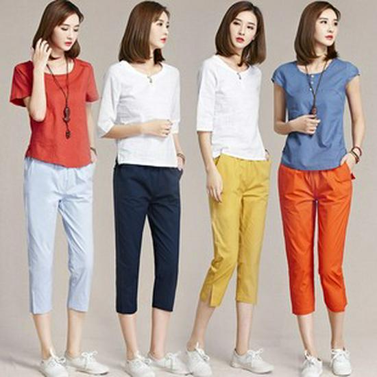 Women's Plus Size Cotton Linen Midi A-Line Skirt with Elastic Waist In 20 Colors