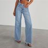 New Women's Denim Trousers, Washed Denim Wide-leg Trousers