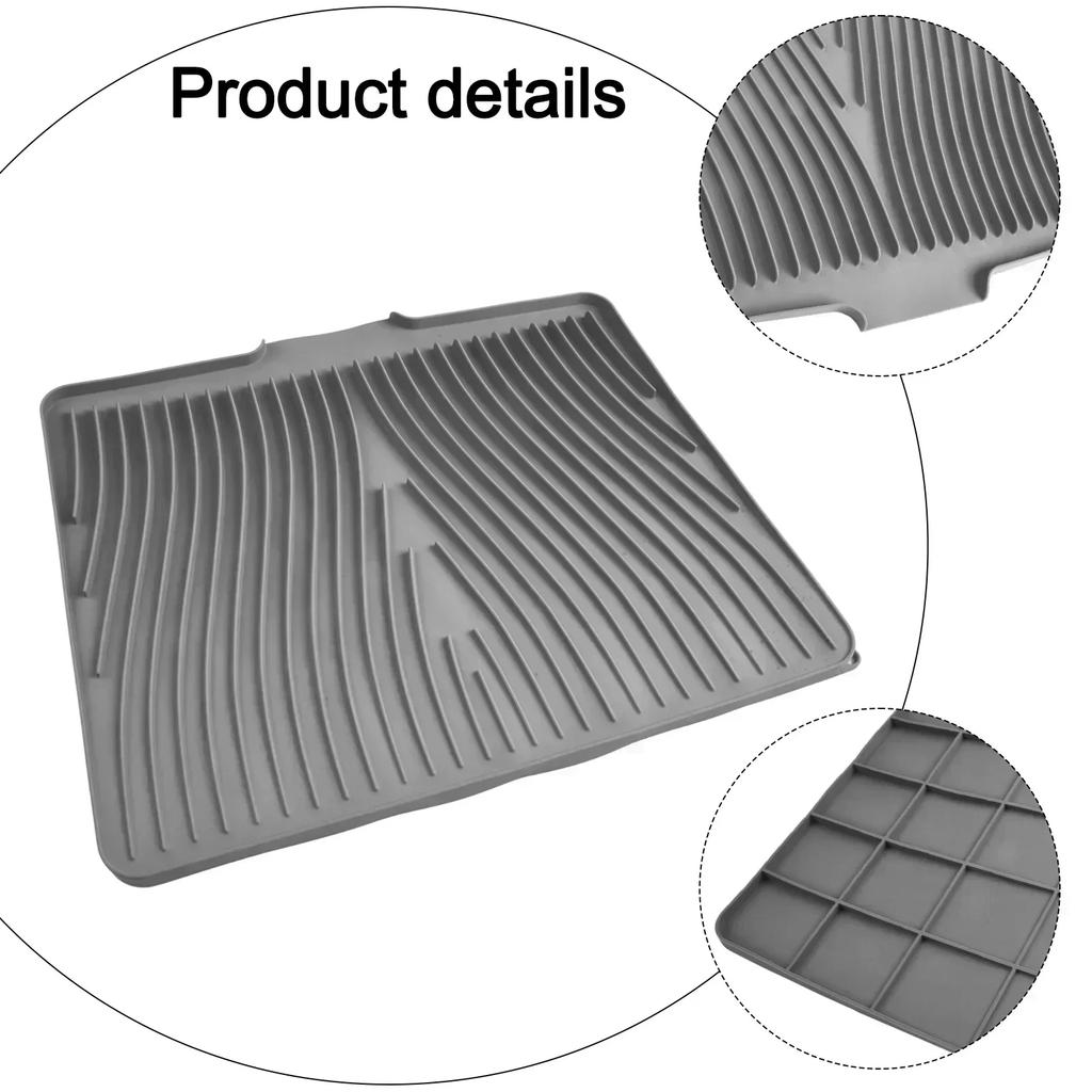 Efficient Water Drainage Mat Heat Resistant Mat Drying Mat For Dishes Silicone Drying Pad Functional Kitchen Tool