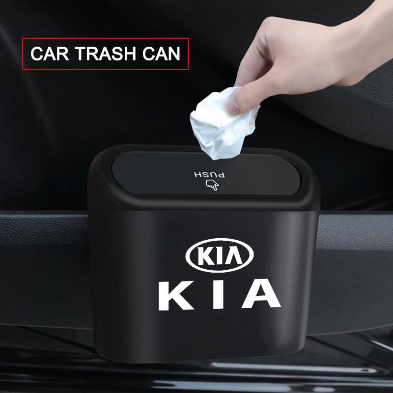 1pcs Car Trash Bin Hanging Garbage Case Storage Box Square Pressing Trash Can For KIA K5 K9 Sorento Ceed Sportage Carnival Stinger Forte Niro Cadenza