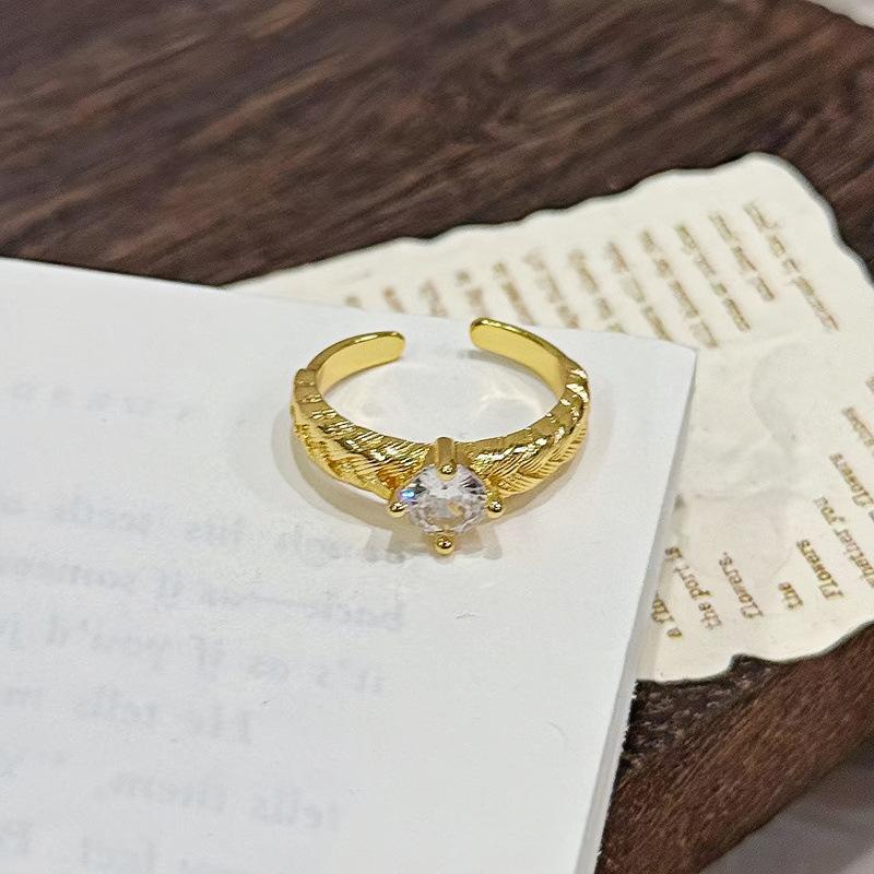 Medieval Fashion Butterfly Zircon Wheat Ear Ring Women'S Italian Brushed Craftsmanship Light Luxury Super Fairy Temperament Ring
