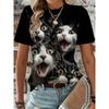 T-shirt da Donna Stampa 3D - Comoda Manica Corta Girocollo, Top Casual Elasticizzato Medio per la Primavera, Maglietta Traspirante, Camicia Stampata, Abbigliamento Trendy