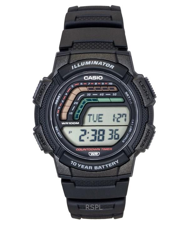 Мужские кварцевые часы Casio Digital с полимерным ремешком WS-1800-1AV 100M чёрный