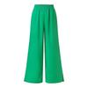 Plus Size Women's Green Linen Suit: Mid-Sleeve Shirt & High-Waisted Split-Wide-Leg Pants