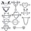 1 Pair Heart Barbell Nipple Ring Piercing Helix Piercing Sexy Nipple Jewelry High Quality Zircon Nipple Rings For Women Oreja