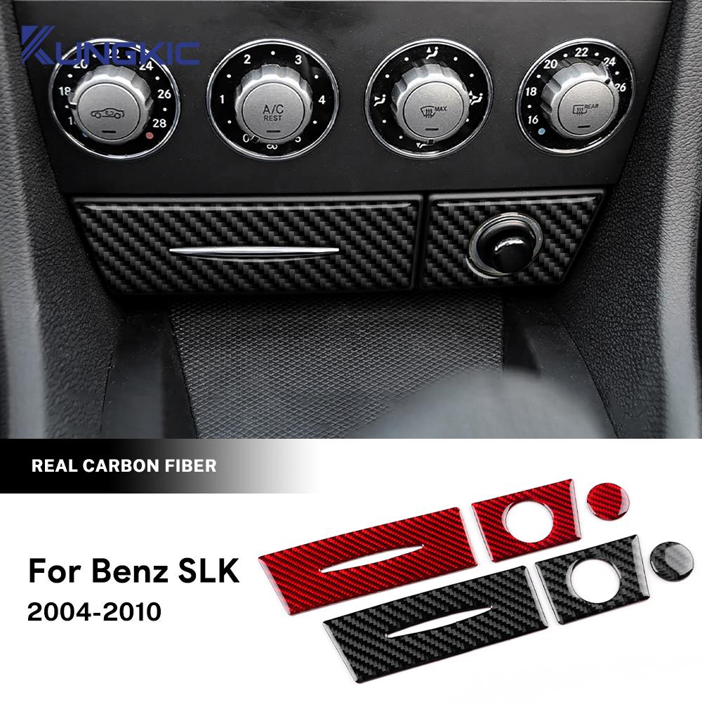 Car AC Storage Bottom Panel for Mercedes Benz SLK R171 2004 2005 2006 2007 2008 2009 2010 Real Soft Carbon Fiber Trim Sticker