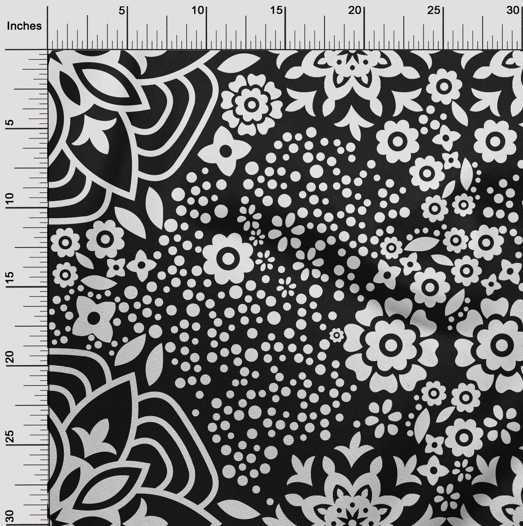 oneOone Cotton Poplin Black Fabric Asian Block Quilting Supplies Print Sewing Fabric By The Yard 42 Inch