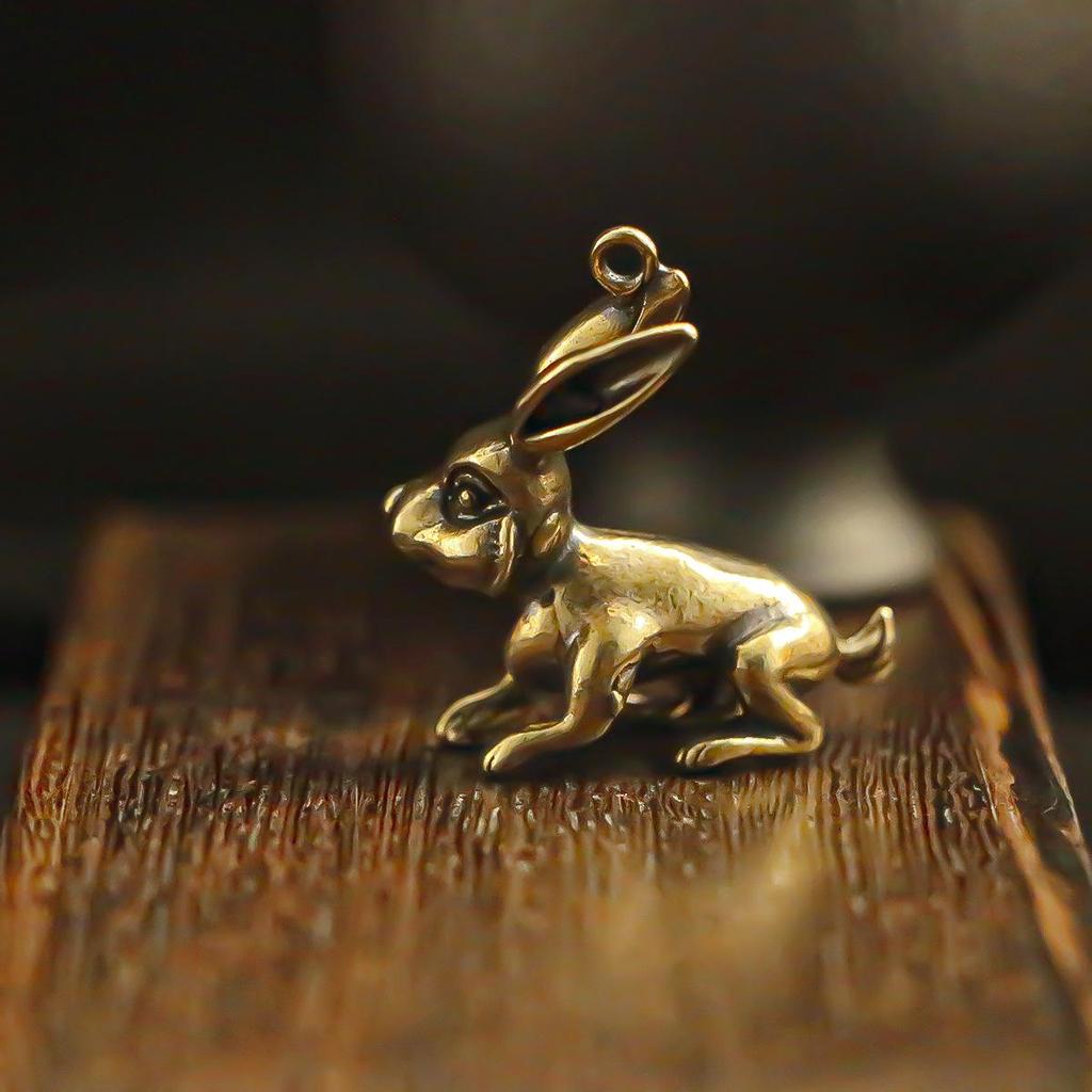 Breloc Pandantiv Iepure Zodia Zodiacală din Alamă Antică 3D