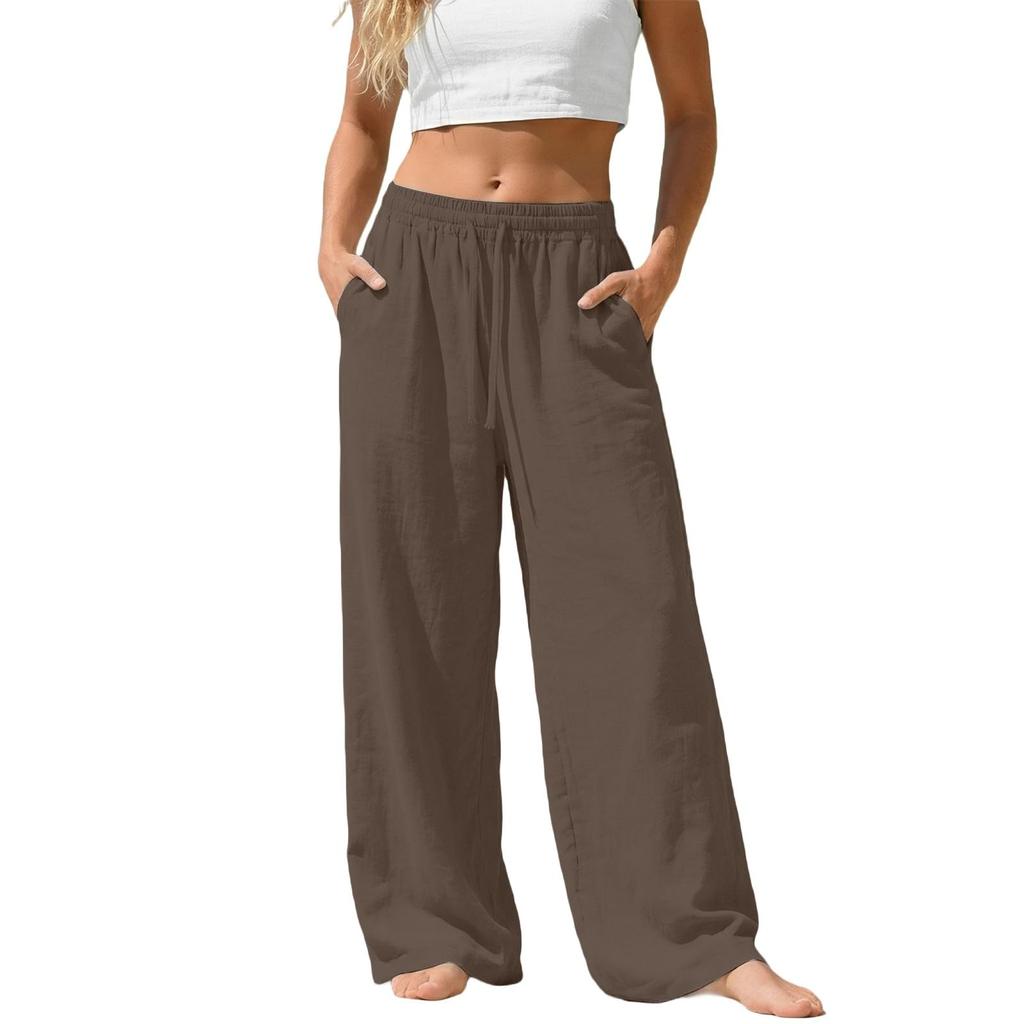 Women's Casual And Fashionable Color Loose Pants With Pocketes