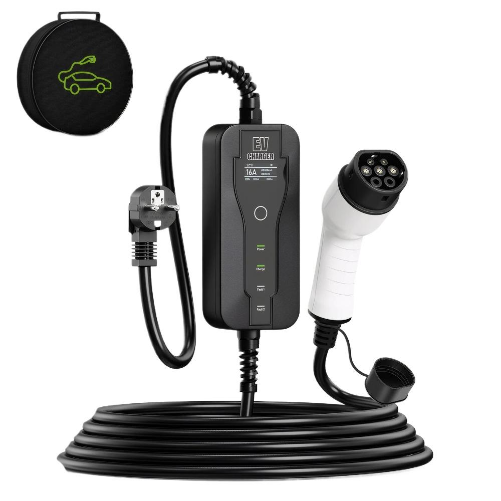 Încărcător portabil pentru vehicule electrice 250V 16A Cablu de încărcare tip 2 IEC 62196-2 3.5KW Controler cu priză UE Cutie de perete