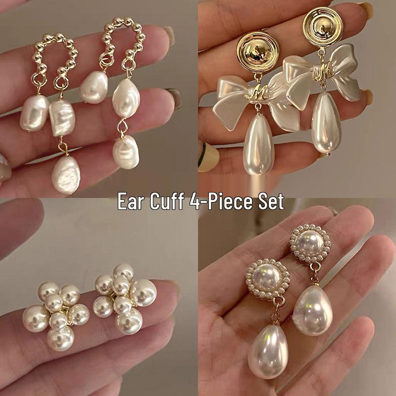 2025 Nye High-End Retro Perle Øreklips: Ørepinner uten hull for kvinner - Fransk nisjestil