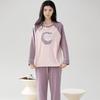 Cotton Pajamas Set Women Loose Fit Sleepwear Long Sleeve Two-Piece Loungewear Home Wear Comfortable Outfit Plus Size Options Breathable Fabric
