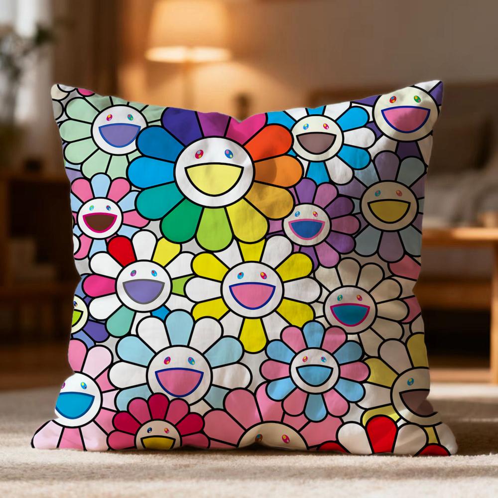 Hot T-Ttakashi Murakamiou Cushion Cover Soft Washable Pillow Case Multi-Scene For Couch Bed Travel Office Use