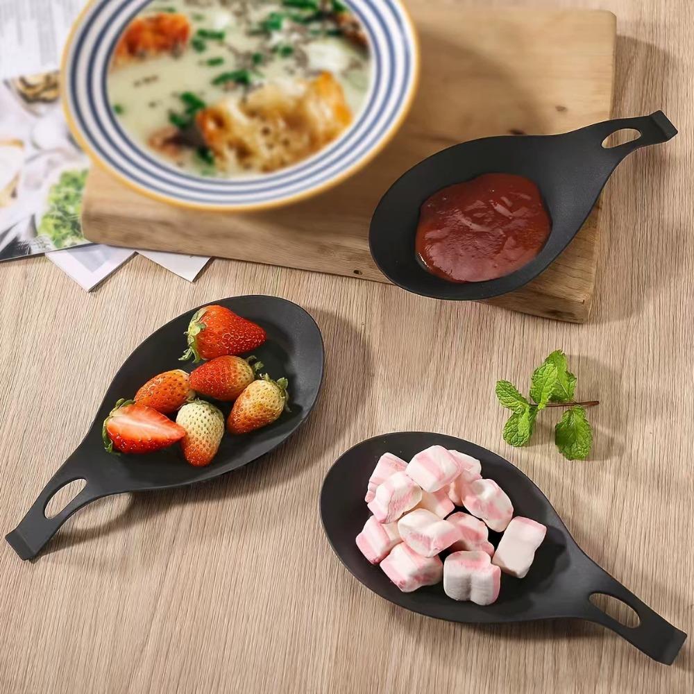 Heat-Resistant TPE Silicone Spoon Rest Non-Slip Easy Clean Kitchen Utensil Holder Saucer Pad for Cocktail Snack Trays
