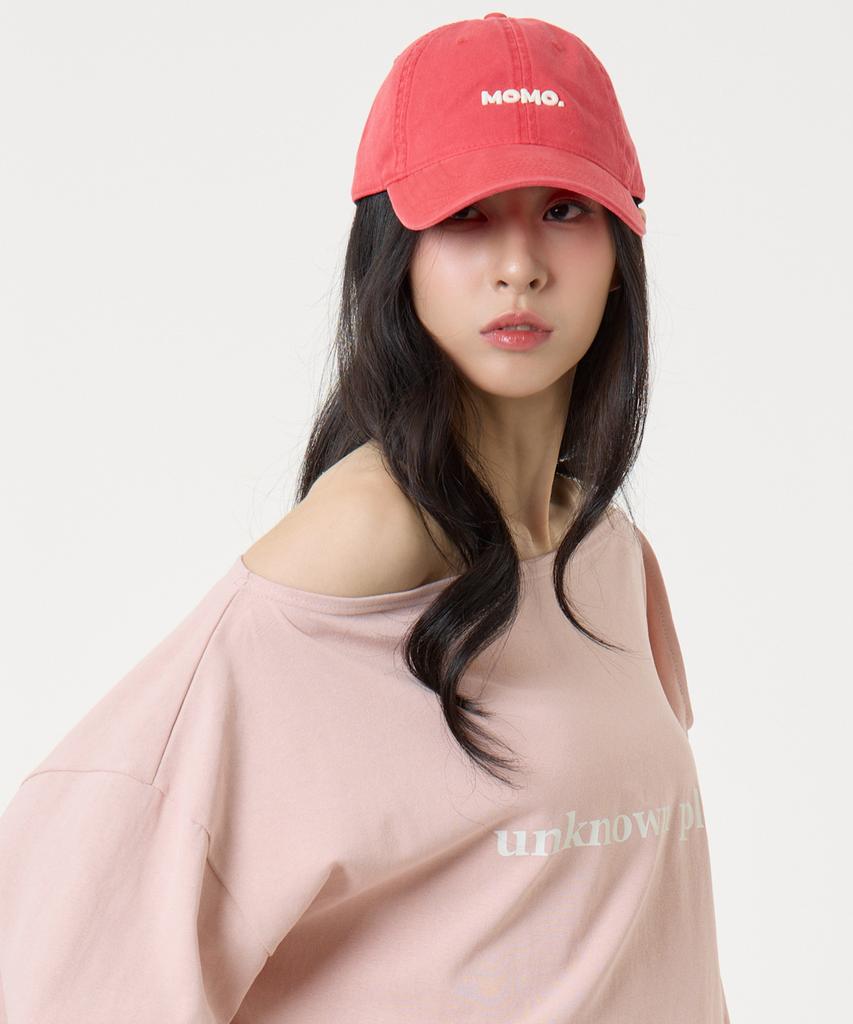 UNKNOWN PLANET Off-Shoulder Logo Langarm-T-Shirt Rosa