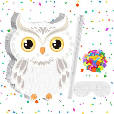 Eulen-Piñata mit Stock Augenbinde Konfetti Kleine Eulen-Zugband-Piñata für Waldtier-Party Geburtstagsdekoration
