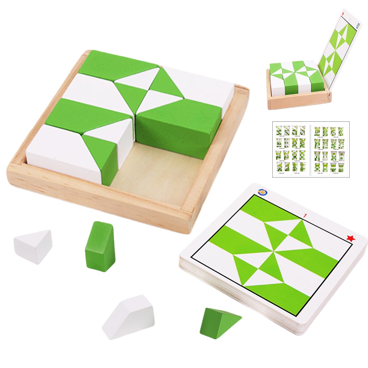 

Bajoy Montessori Educational Toy Hide the Blocks Brain Training Game 80 Challenges Observation Thinking Problem-Solving Wooden Puzzle for Ages 3 and