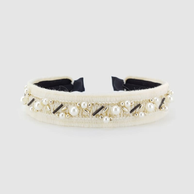 LALA Pearl Ethnic Hairband - Ivory
