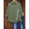 QICED Women's Fashion Casual Long Sleeve POLO Neck  Blouses & Shirts Casual Chic
