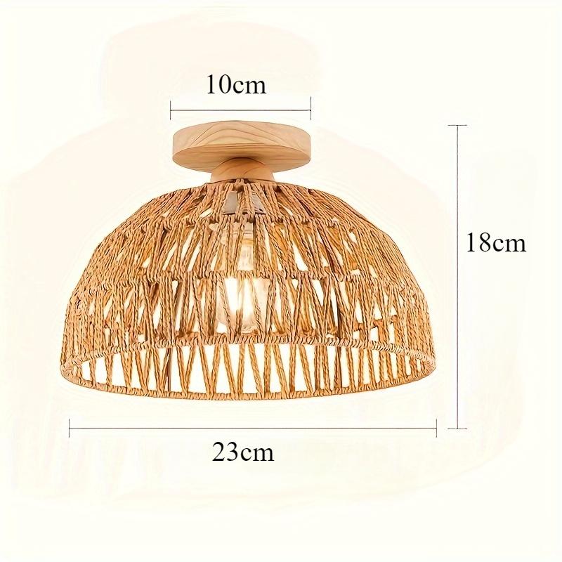 

Semi-Circular Natural Handmade Wicker Lampshade Ceiling Mount for Island Cafe Bar Corridor Restaurant Bedroom Living Room No include bulb