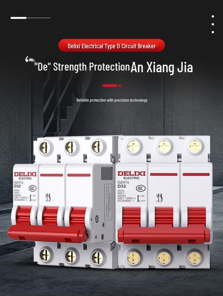 Delixi DZ47S Circuit Breaker: Air Switch for Single/Three-Phase, 1P/2P/3P/4P.