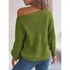 Women's Autumn/winter Casual Cut-out One-line Neck Off-shoulder Lantern Sleeve Sweater